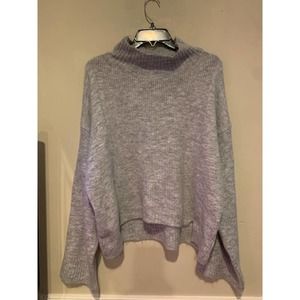 Topshop Sweater Gray Mock Neck Soft Womens XL New